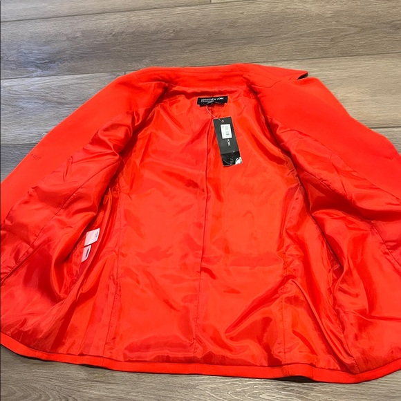 Jones NY Collection Fire Red Women's Blazer Button Up Pockets Size 14 Stretch - Picture 8 of 15